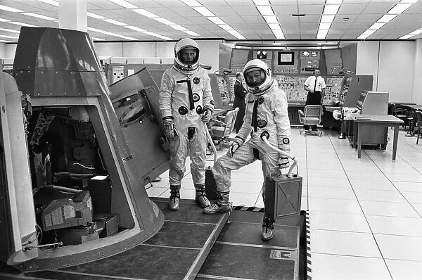 Astronauts Edwin Eugene Buzz Aldrin (left) and Theodore Cordy Ted Freeman (right