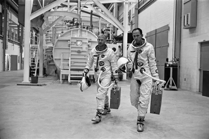 Framed Print : Astronauts Edwin Eugene Buzz Aldrin (Left) and Theodore Cordy Ted Freeman (Right