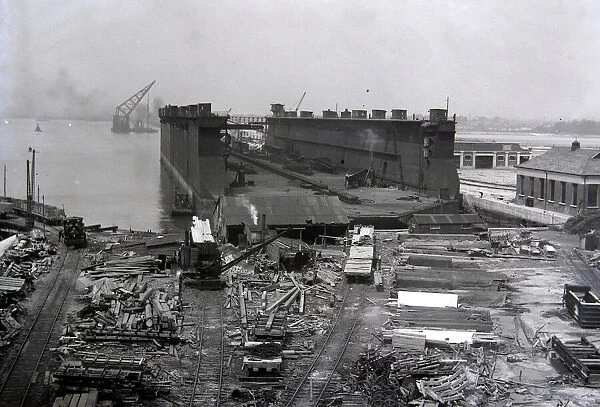 AThe floating dock at Southampton, in a temporary position at the new docks extension
