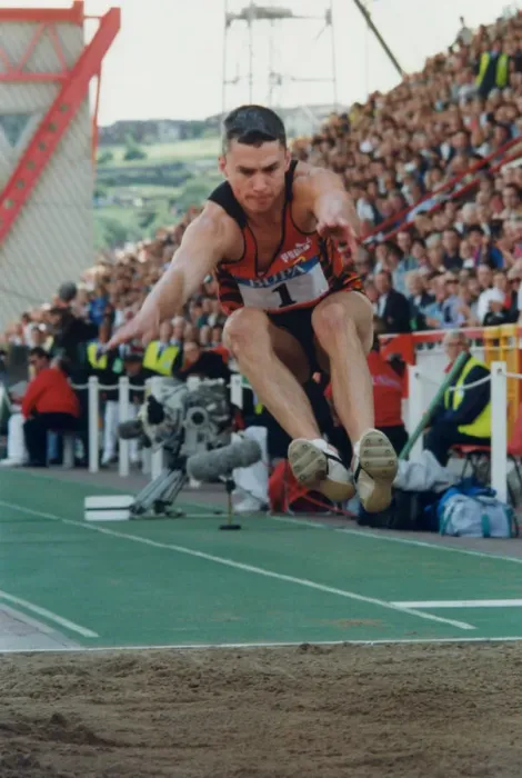 Framed Print : Athlete Jonathan Edwards Jonathan Edwards competes in the Triple Jump