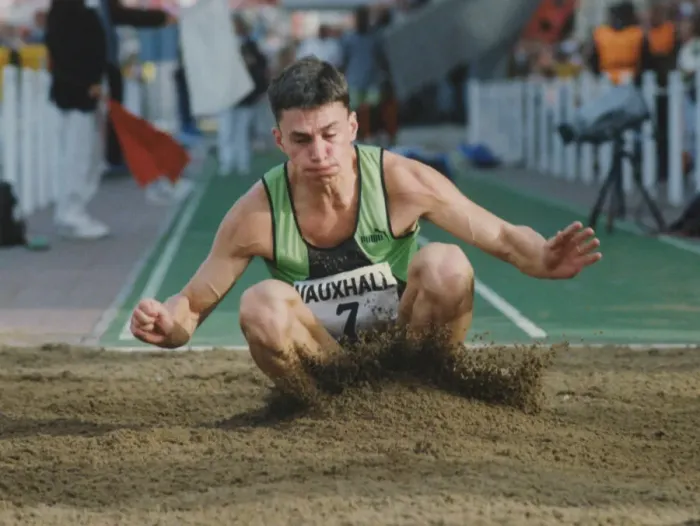 Framed Print : Athlete Jonathan Edwards Jonathan Edwards takes part in the Triple Jump