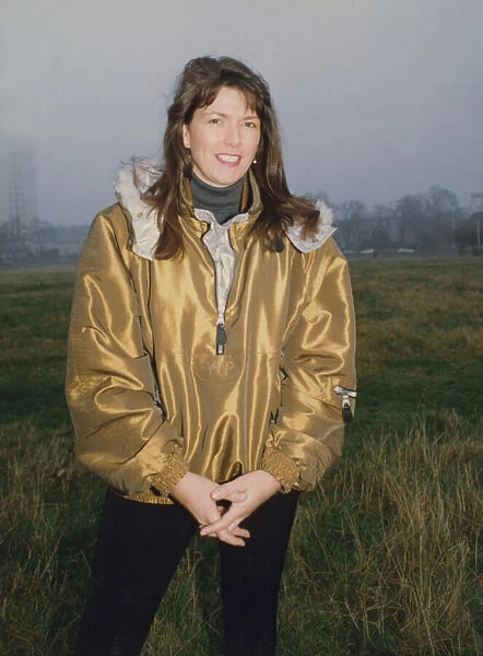 Athlete Steve Cram Karen Cram modelling a ski jacket - winter coat 1