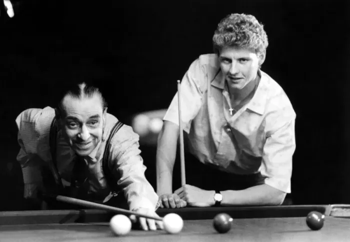 Framed Print : Athlete Steve Cram Steve Cram with comic Bobby Thompson who are gearing up Framed Print : Athlete Steve Cram Steve Cram with comic Bobby Thompson who are gearing up