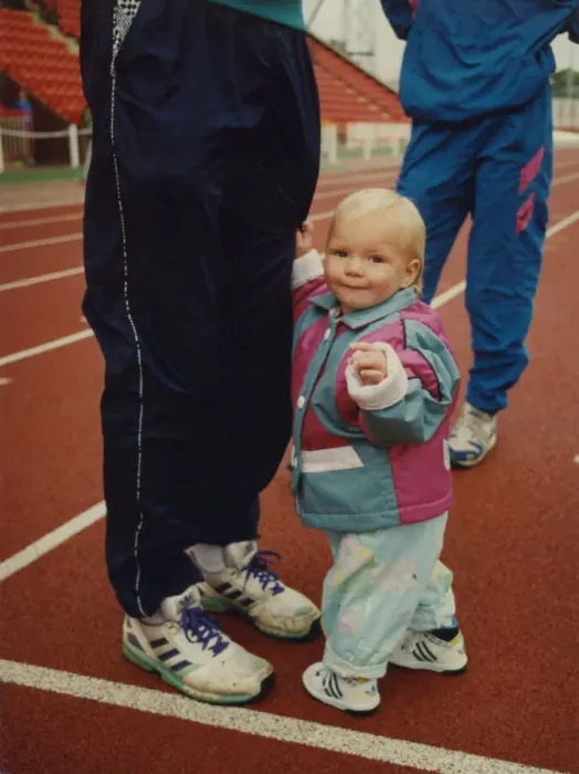 Framed Print : Athlete Steve Cram Steve Cram with his daughter Josie pictured on the running Framed Print : Athlete Steve Cram Steve Cram with his daughter Josie pictured on the running