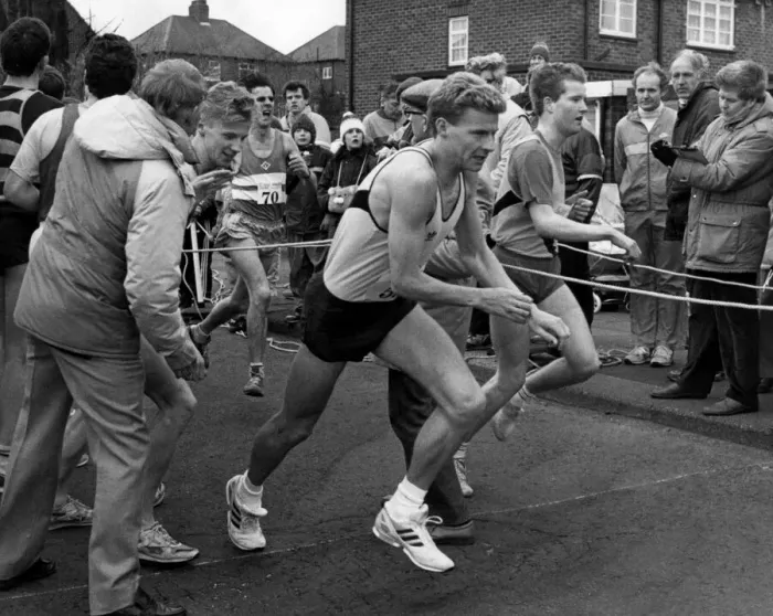 Framed Print : Athlete Steve Cram Steve Cram in the Elswick Road Race 24 March 1989 Framed Print : Athlete Steve Cram Steve Cram in the Elswick Road Race 24 March 1989