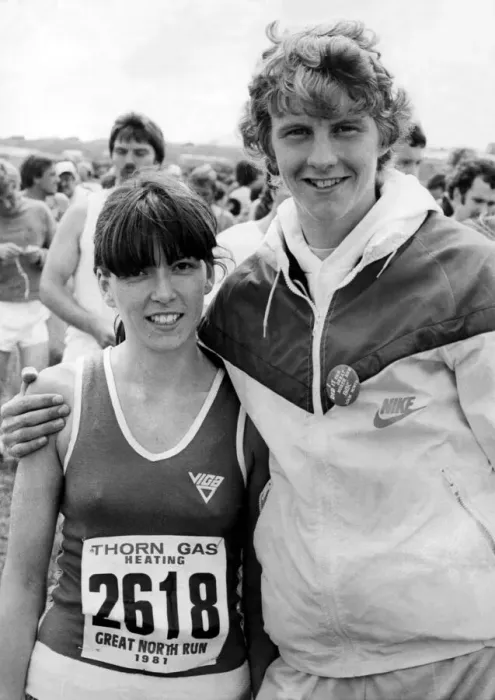 Framed Print : Athlete Steve Cram Steve Cram and fiancee Karen Waters after completing