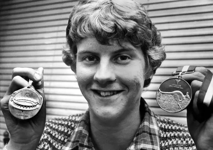 Framed Print : Athlete Steve Cram Steve Cram show off his gold medals won in 1500 metres Framed Print : Athlete Steve Cram Steve Cram show off his gold medals won in 1500 metres