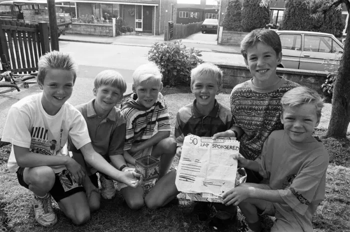Framed Print : Five athletic boys pounded the streets near their homes to raise £28 Framed Print : Five athletic boys pounded the streets near their homes to raise £28