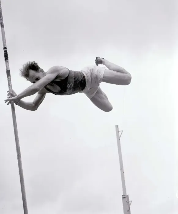 Framed Print : Athletics Field Events Pole Vault Man knocks off the bar during an attempt