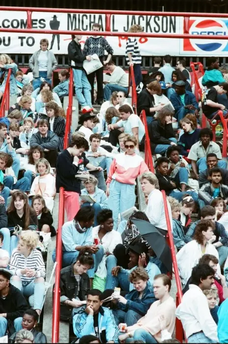 Framed Print : Audience gather outside the Wembley arena prior to the Michael Jackson concert Framed Print : Audience gather outside the Wembley arena prior to the Michael Jackson concert