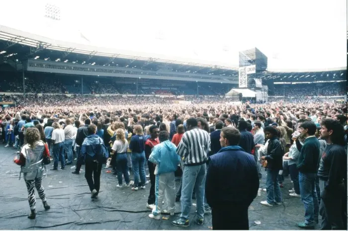 Framed Print : Audience gather outside the Wembley arena prior to the Michael Jackson concert Framed Print : Audience gather outside the Wembley arena prior to the Michael Jackson concert
