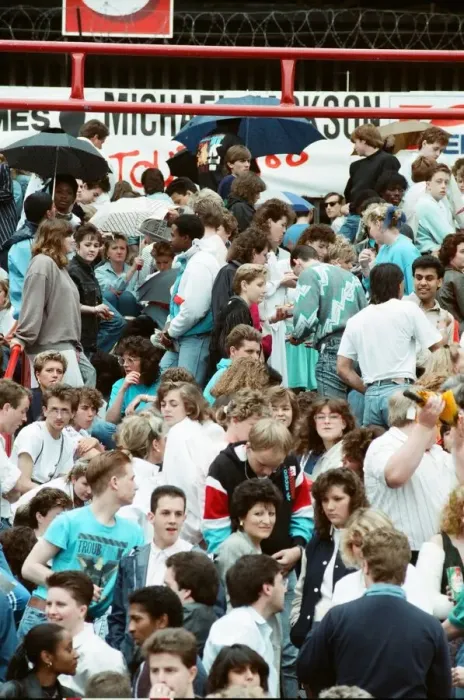 Framed Print : Audience gather outside the Wembley arena prior to the Michael Jackson concert