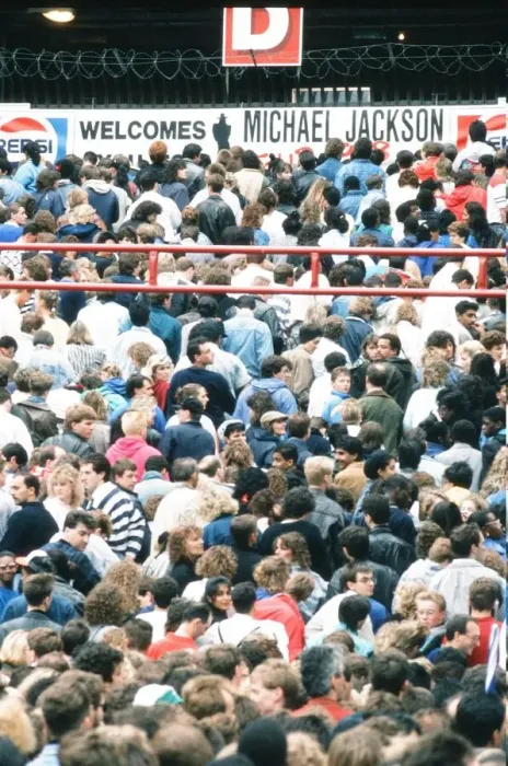 Framed Print : Audience gather outside the Wembley arena prior to the Michael Jackson concert Framed Print : Audience gather outside the Wembley arena prior to the Michael Jackson concert
