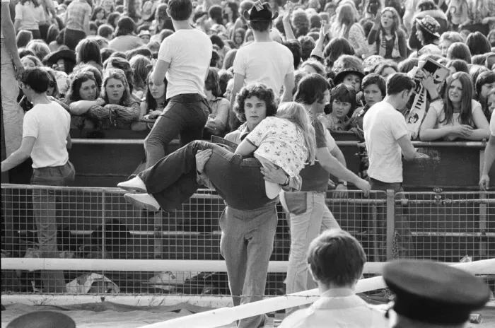 Framed Print : Audience scenes of hysteria at The David Cassidy in concert at White City Stadium