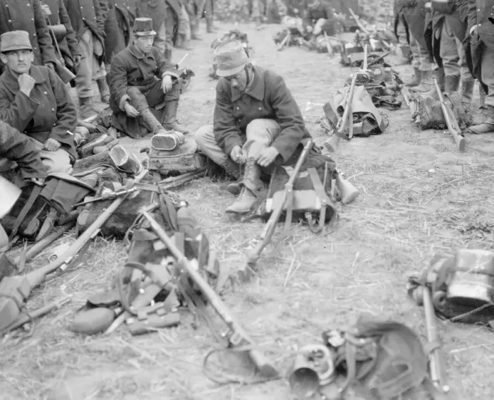 Framed Print : August 12 1914 near Haelen a patrol of the Belgian 4th infantry brigade resting in a