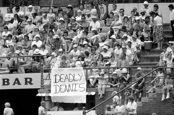 Australia v. England. One Day Series in Sydney. Australian fans with a banner referring