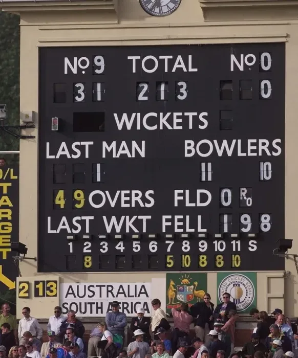 Framed Print : Australia v South Africa Scoreboard June 1999 Edgbaston Scoreboard at the end of Framed Print : Australia v South Africa Scoreboard June 1999 Edgbaston Scoreboard at the end of