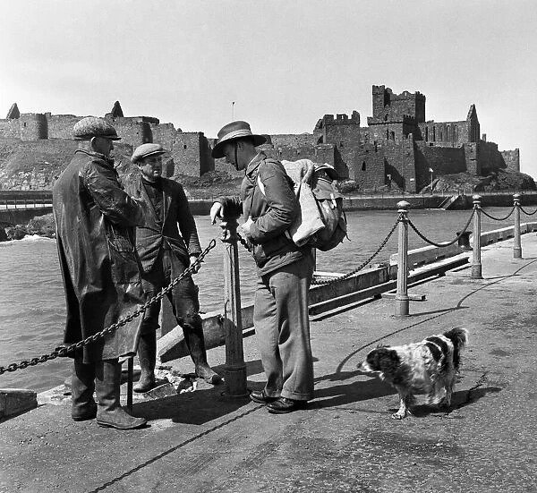 Australian David Hunt at Peel Castle in Peel, Isle of Man. May 1954