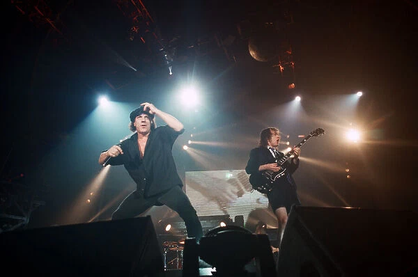 Australian rock group AC  /  DC performing in concert at the Newcastle Arena during their