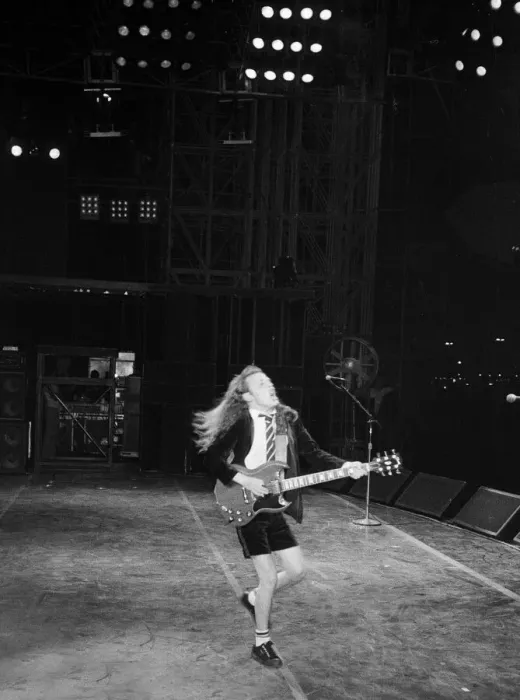 Framed Print : Australian rock group AC  /  DC performing in concert at the Rockedome in Rio De Janeiro