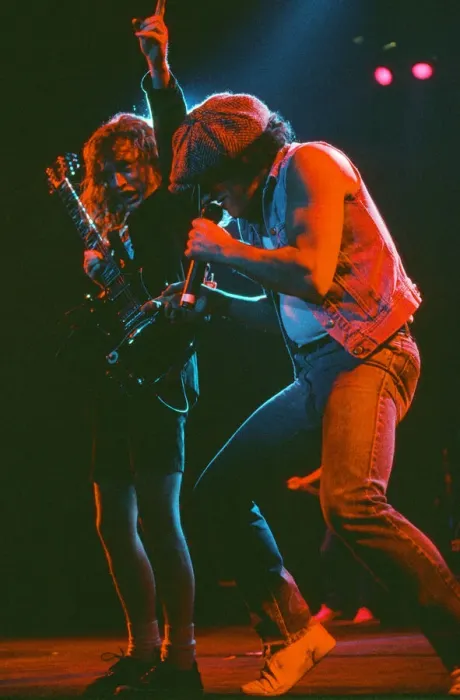 Framed Print : Australian rock group AC  /  DC performing on stage at Wembley Arena during their