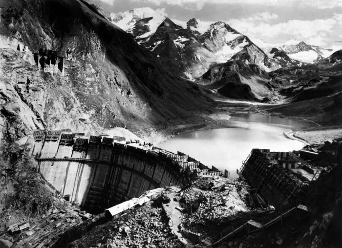 Framed Print : Austria. The Limberg Dam. One of the many constructed in the Tyrolean Alps to harness Framed Print : Austria. The Limberg Dam. One of the many constructed in the Tyrolean Alps to harness