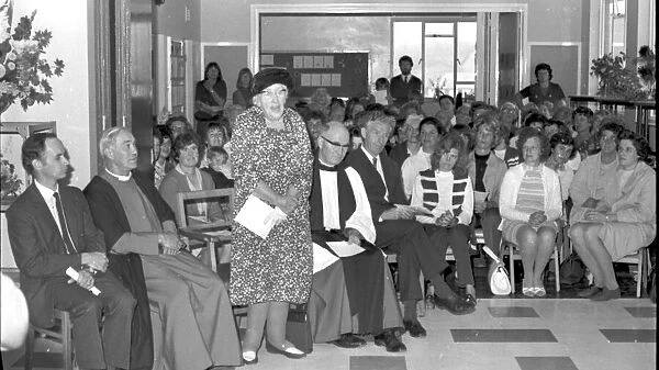 Author Agatha Christie addressing the dignatories at Galmpton primary school