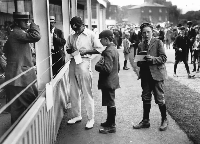 Framed Print : Autograph hunters at Sir Jack Hobbs benefit match at the oval DM 1222d Box 3