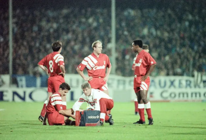 Framed Print : Auxerre 2-0 Liverpool, UEFA Cup Second Round 1st Leg match at Stade de l Framed Print : Auxerre 2-0 Liverpool, UEFA Cup Second Round 1st Leg match at Stade de l