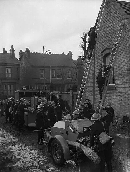 Auxiliary Firemen training in Birmingham. Circa October 1940