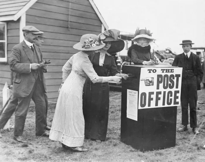 Framed Print : Aviation Air Mail September 1911 People line up to post their letters in one of