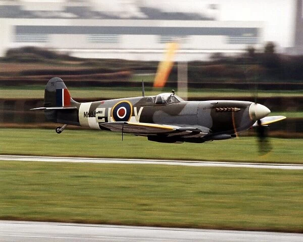 Aviation - Spitfire in flight over RAF St Athan - 27th November 1997 - Western Mail