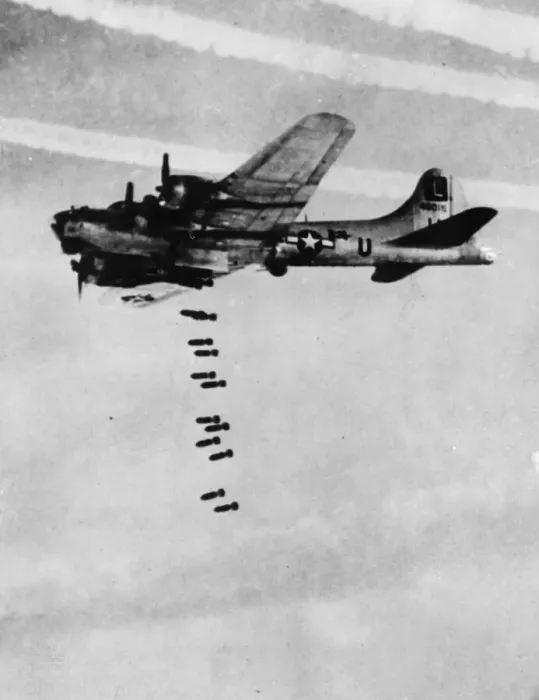 Framed Print : B-17 Flying Fortress bombers of the United States Army Eighth Air Force sent their bombs