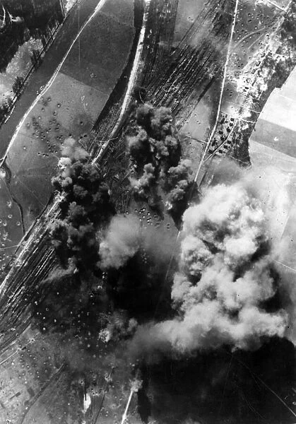 B-26 Marauder bombers of the 9th Air Force attacking the Creil, Aerial, Air Raid