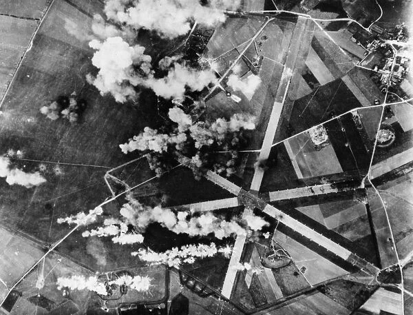 B-26 Marauder medium bombers of the United States Army Air Force hit dispersal areas
