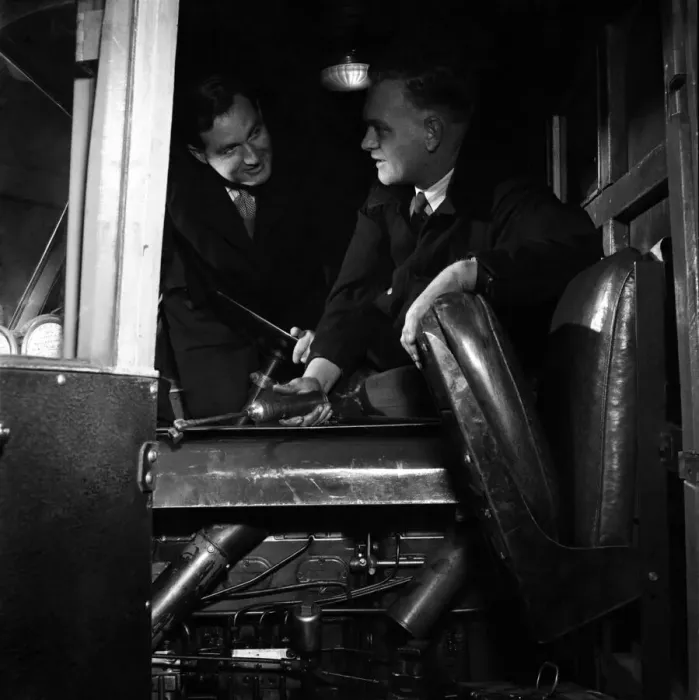 Framed Print : B. R. S. night drive. Driver G. Williams and Jim Callaghan, M. P Framed Print : B. R. S. night drive. Driver G. Williams and Jim Callaghan, M. P