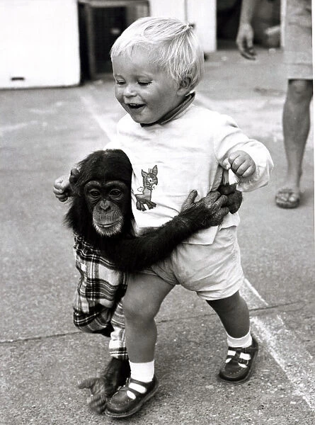 Baby Carl and Fibber McGhee the Chimpanzee - September 1969 Junior member of