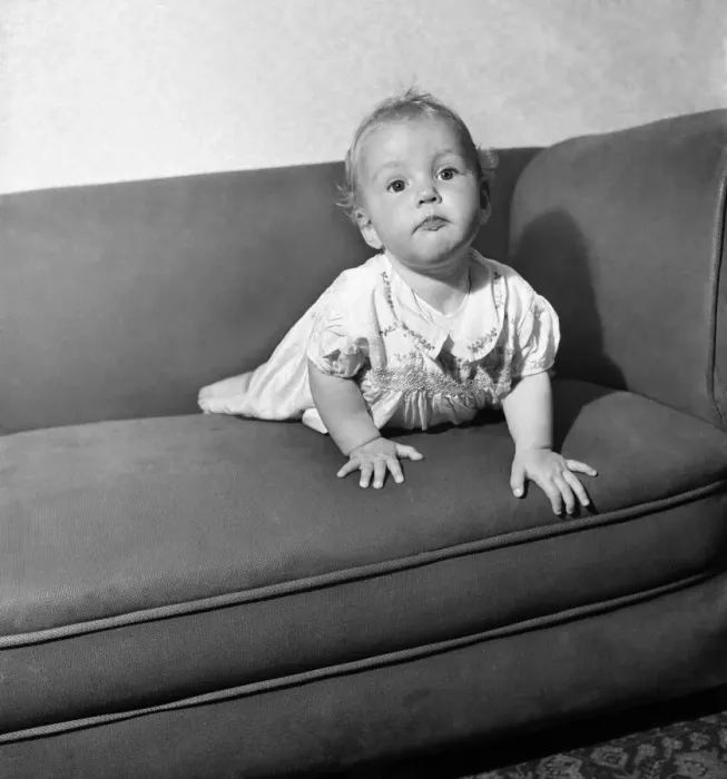 Framed Print : Baby Dribbling'. June 1952 C3188 Framed Print : Baby Dribbling'. June 1952 C3188