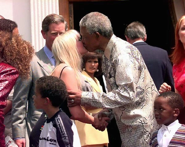 Baby Spice Emma kisses President Mandela 1 November 1997 Outside President Mandelas home