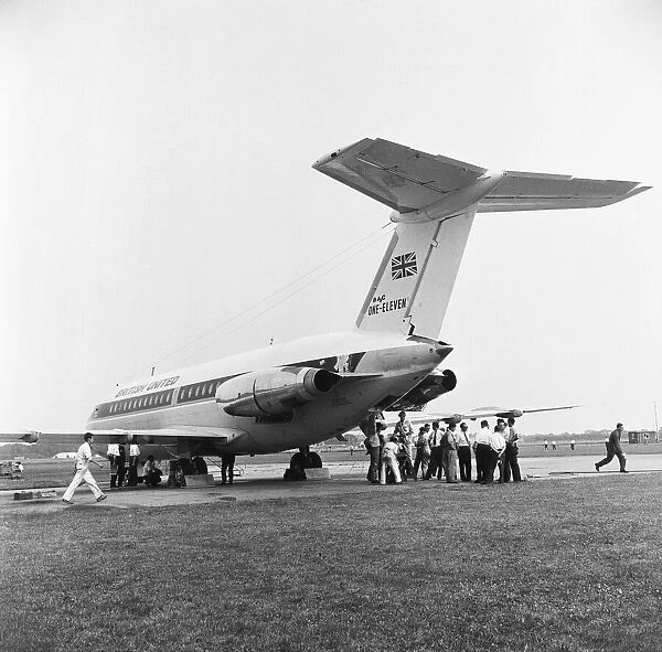 BAC-1-11undergoing engine tests at Hurn Airport in Bournemouth. 6th August 1963
