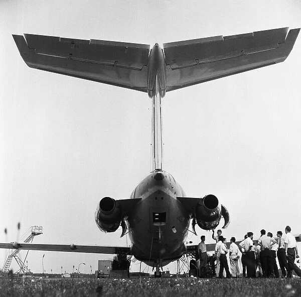 BAC-1-11undergoing engine tests at Hurn Airport in Bournemouth. 6th August 1963