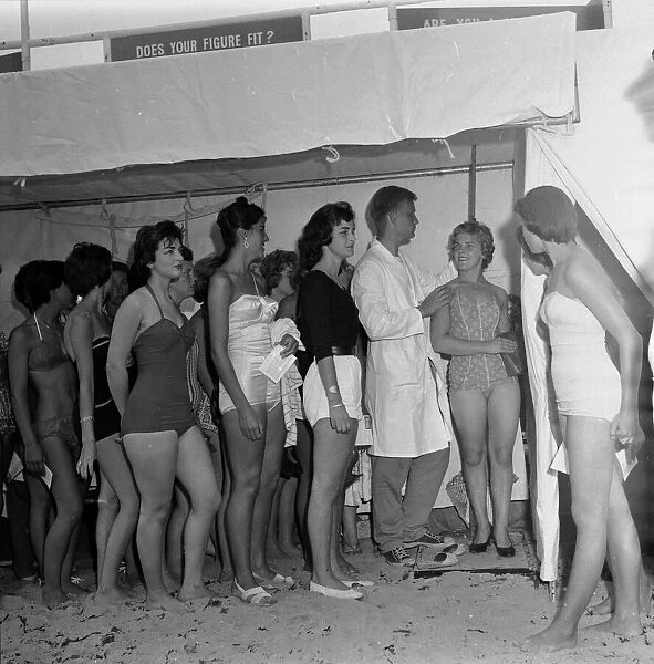 Backstage at the Sunday Mirror Beach Beauty contest contestants at Ventnor, UK
