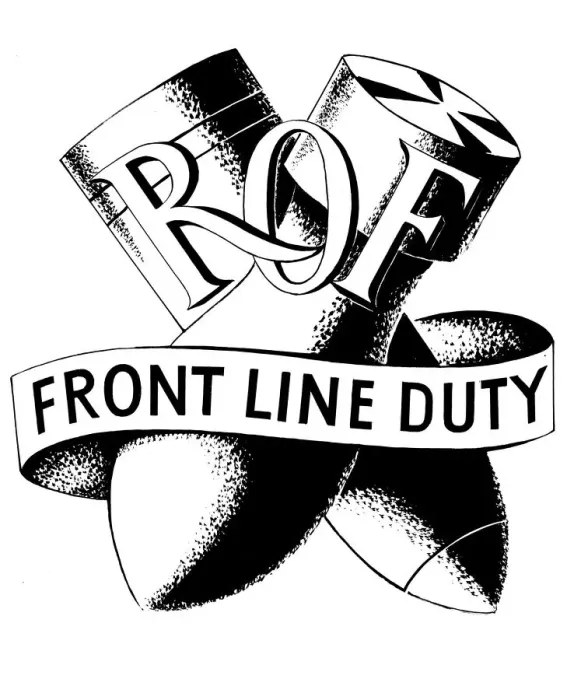 Framed Print : A badge issued to men and women of the Royal Ordnance Filling Factories where bombs