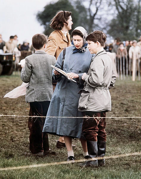 Badminton Horse Trials 1961 Queen Elizabeth II and her son Prince Charles
