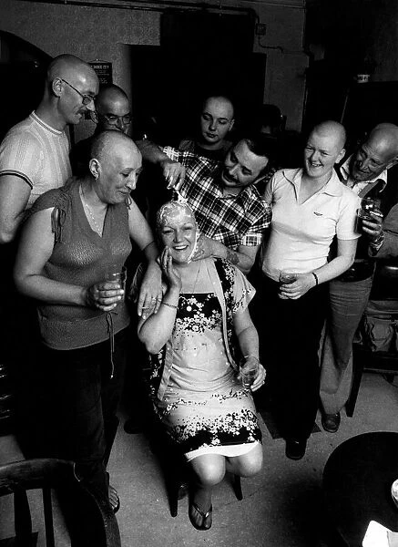 The bald club, new member Mrs. Hazel Fortune gets the smooth treatment