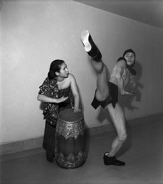Balinese Dancers Leong and Tamara Sie performing. October 1952 C4795