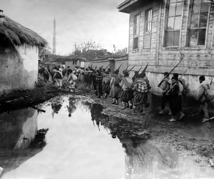 Framed Print : Balkans War November 1912 Bulgarian soldiers marching through Moustafa Pasha Framed Print : Balkans War November 1912 Bulgarian soldiers marching through Moustafa Pasha