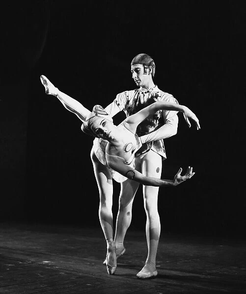 Ballet dancers Georgina Parkinson and Desmond Doyle rehearsing on stage at the Royal