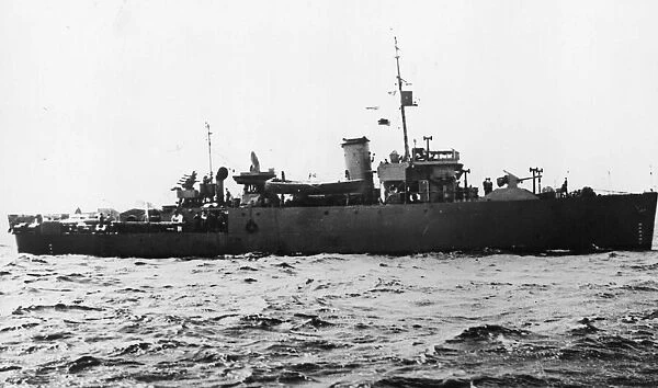 Bangor class minesweeper of the Royal Navy HMS Beaumaris at sea during the Second World