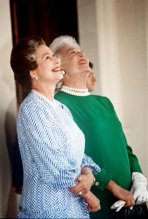 Framed Print : Barbara Bush June 1989 First Lady of the United States of America with the Queen on her
